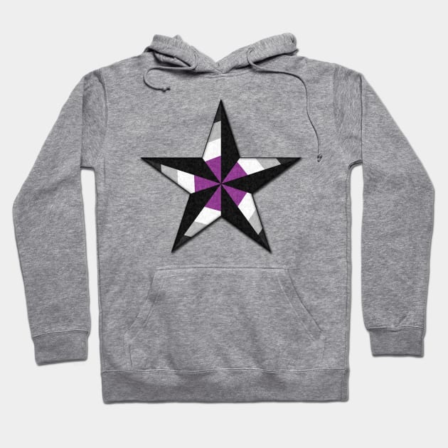 Asexual Pride Flag Colored Nautical Star Hoodie by LiveLoudGraphics